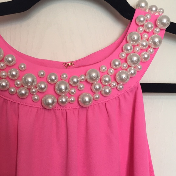 NEW pink tank top with pearls - Picture 2 of 3